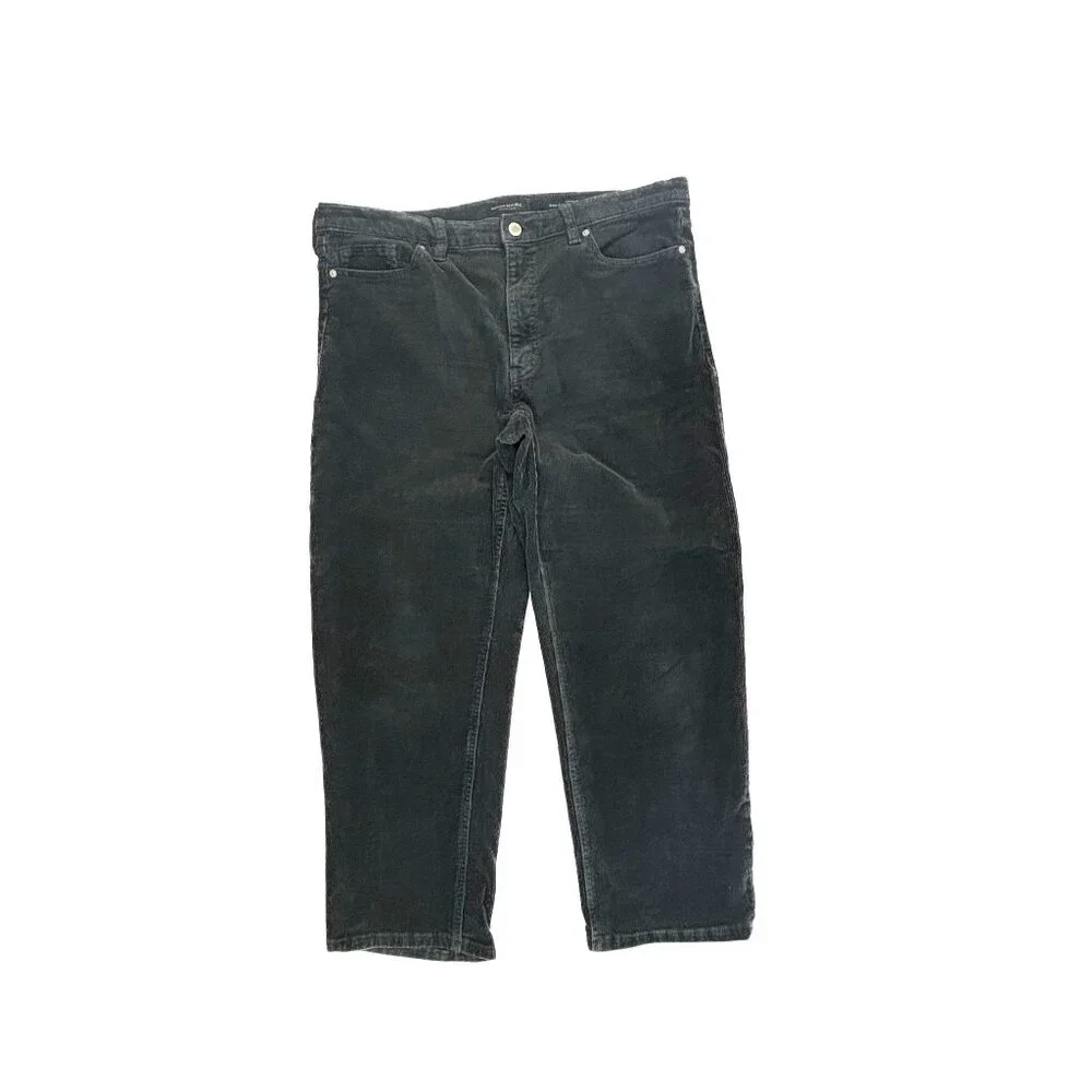 Banana Republic Corduroy Pants Mens 32 Gray High Rise Straight Hemmed 25‎ Inseam